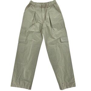 Red Haute Womens Cargo Pants S Beige Cotton Relaxed Fit Elastic Waistband Pocket